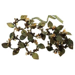 NWOT Beautiful Beaded Wired Set of 8 Napkin Rings Boho Sparkly Autumn